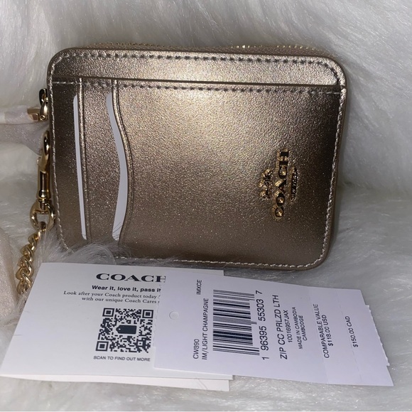 Coach Zip Card Case in light champagne New - Picture 1 of 10